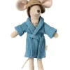 Maileg badjas vader muis Dusty Blue