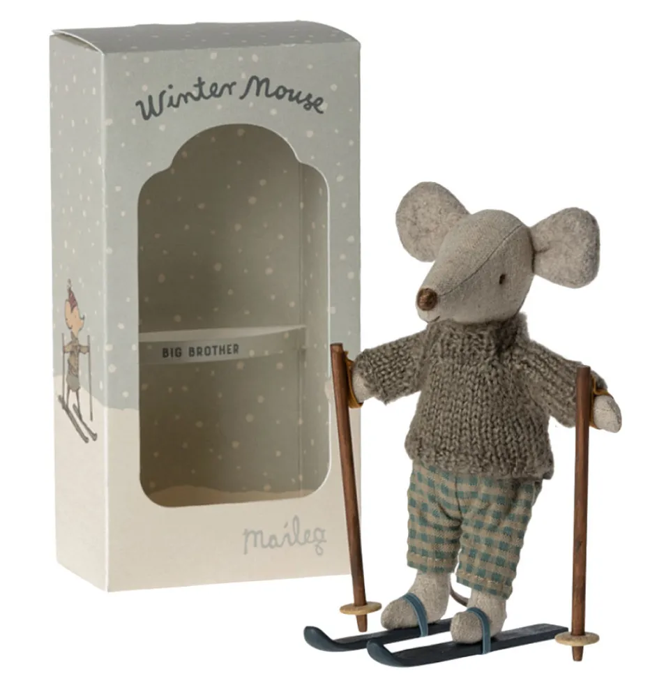 Maileg Big brother muis met ski set