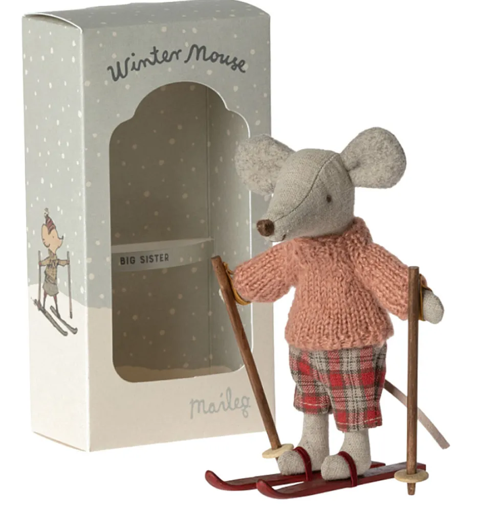 Maileg Big Sister muis met ski set