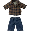 Maileg kledingset vader muis / geruit overhemd en jeans