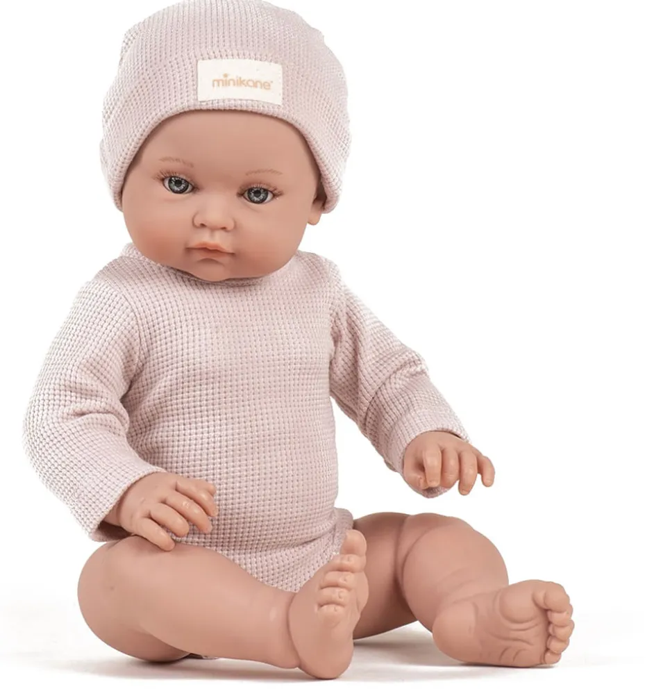 Minikane Bambinis u2013 Ensemble body manches longues Andru00e9a et bonnet en nid du2019abeille pu00e9tale