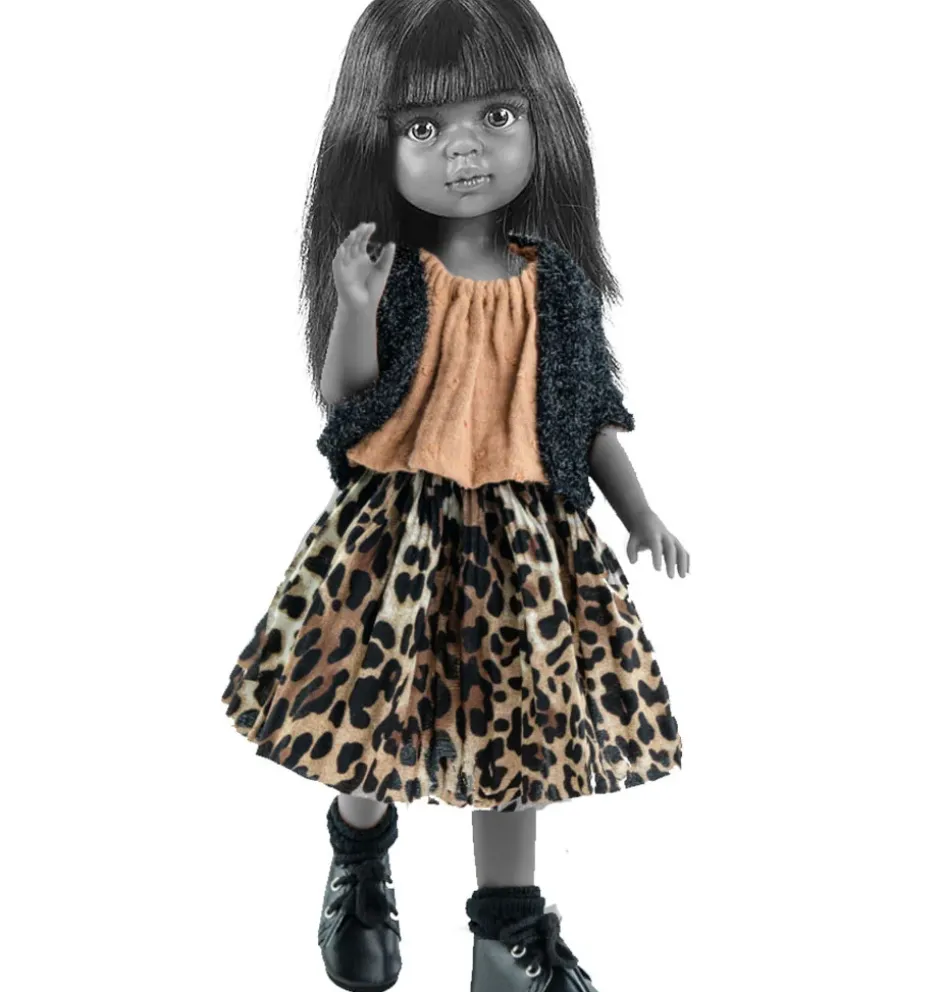 Paola Reina Amigas poppen kledingset Nora / leopard print